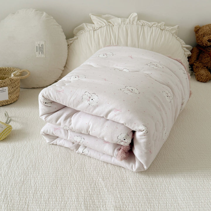 Kuscheldecke Baby-Steppdecke mit Plüschfutter und Hasenmotiv