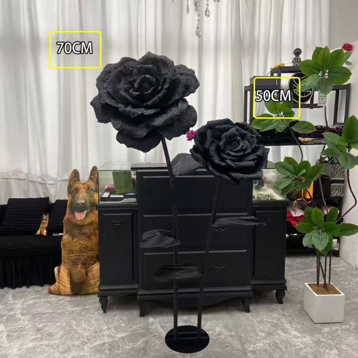 Künstlerische dekorative schwarze Rosen-Skulptur