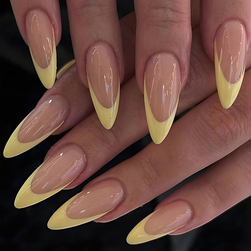 Kunstnägel mit elegantem French-Tipp in Gelb Karnz