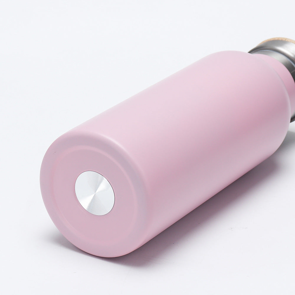 Damen isolierte Edelstahl-Trinkflasche mit Holzdeckel Karnz