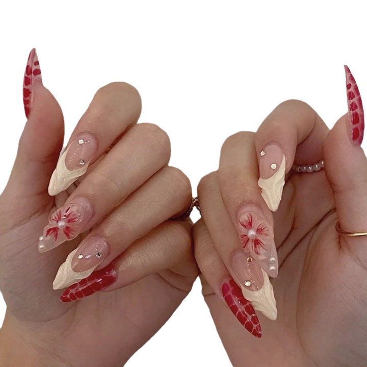 Künstlerische Florale und Textur Stiletto Nagelverlängerungen Karnz