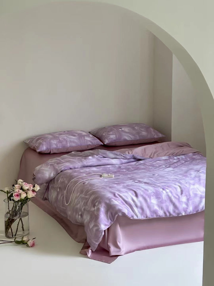 Bettwäsche-Set aus Satin mit sanftem Ombre-Farbverlauf und seidig-mattem Griff