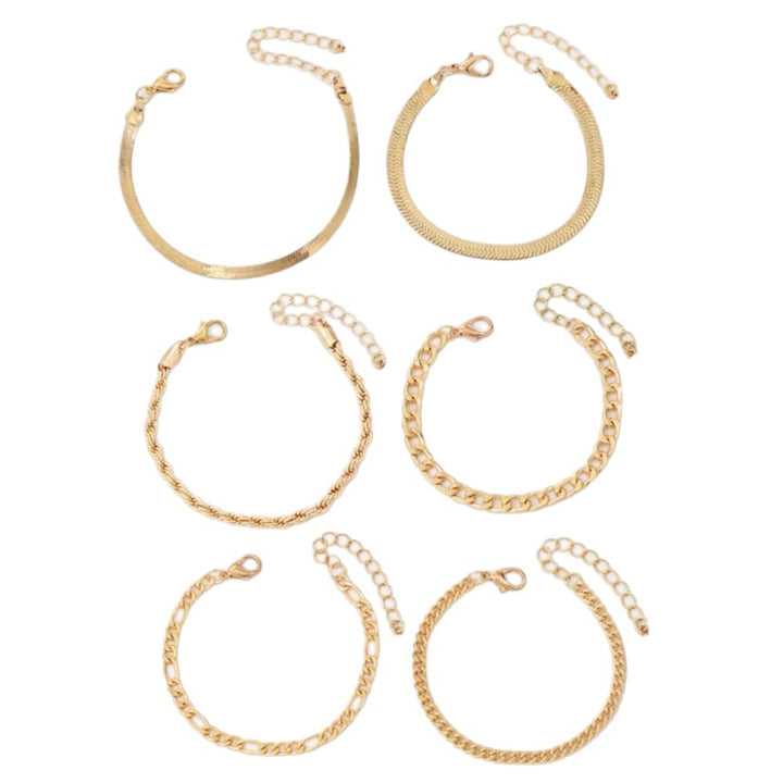 Multi-Style Gold Chain Bracelet Set Karnz