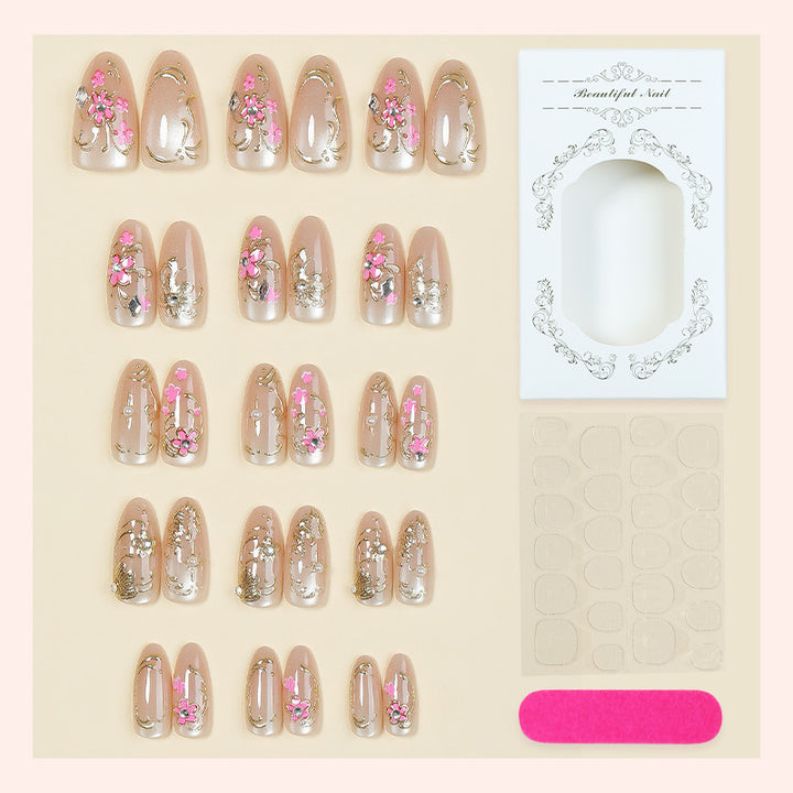 Dekoratives Press-On Nagelkunstset mit floralem Design Karnz
