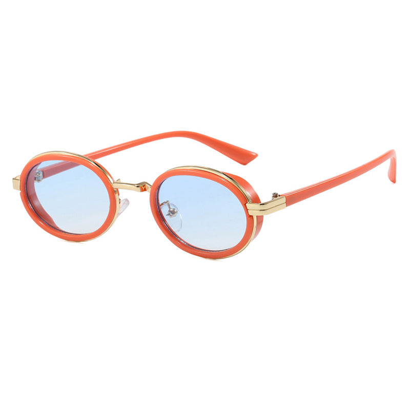 Damen runde Sonnenbrille mit leichten Gläsern und goldenen Akzenten Karnz