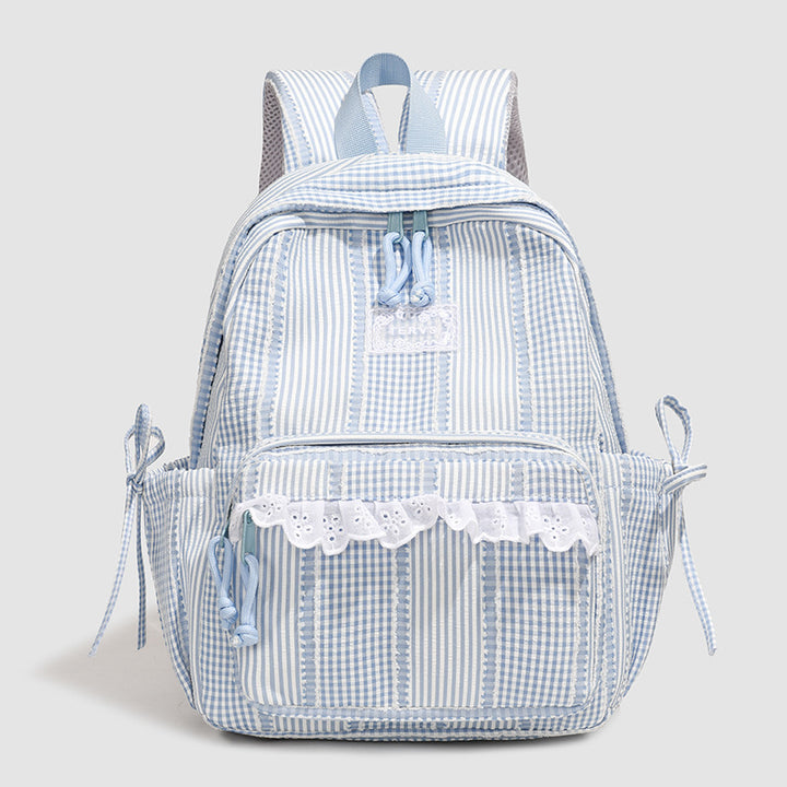 Stylischer gestreifter Rucksack mit Spitzenbesatz Karnz