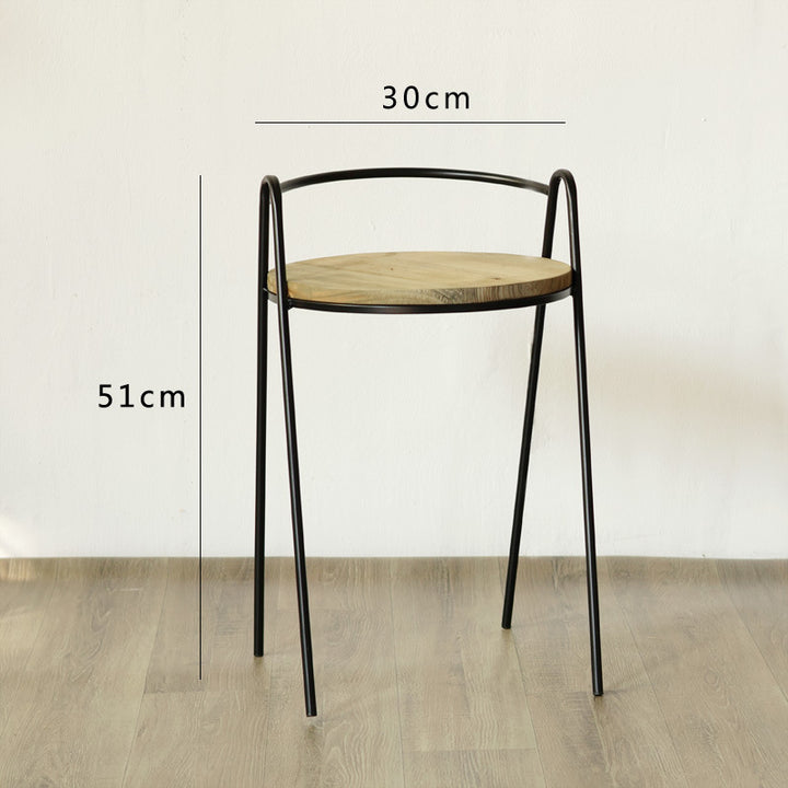Moderner Hocker mit Holzsitz und Metallgestell Karnz