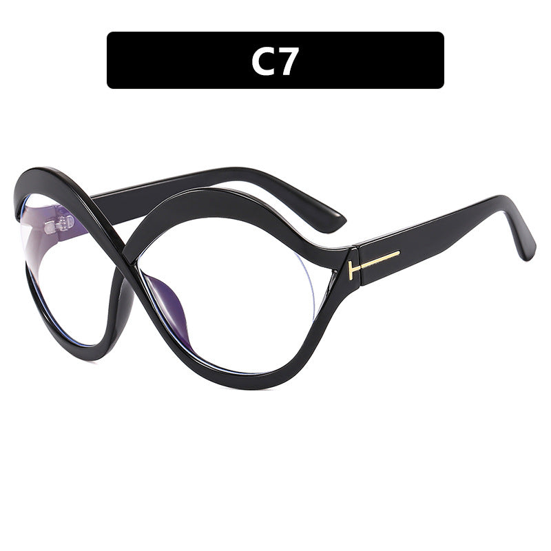 Damen extravagante Cat-Eye Sonnenbrille mit geschwungenem Rahmen Karnz
