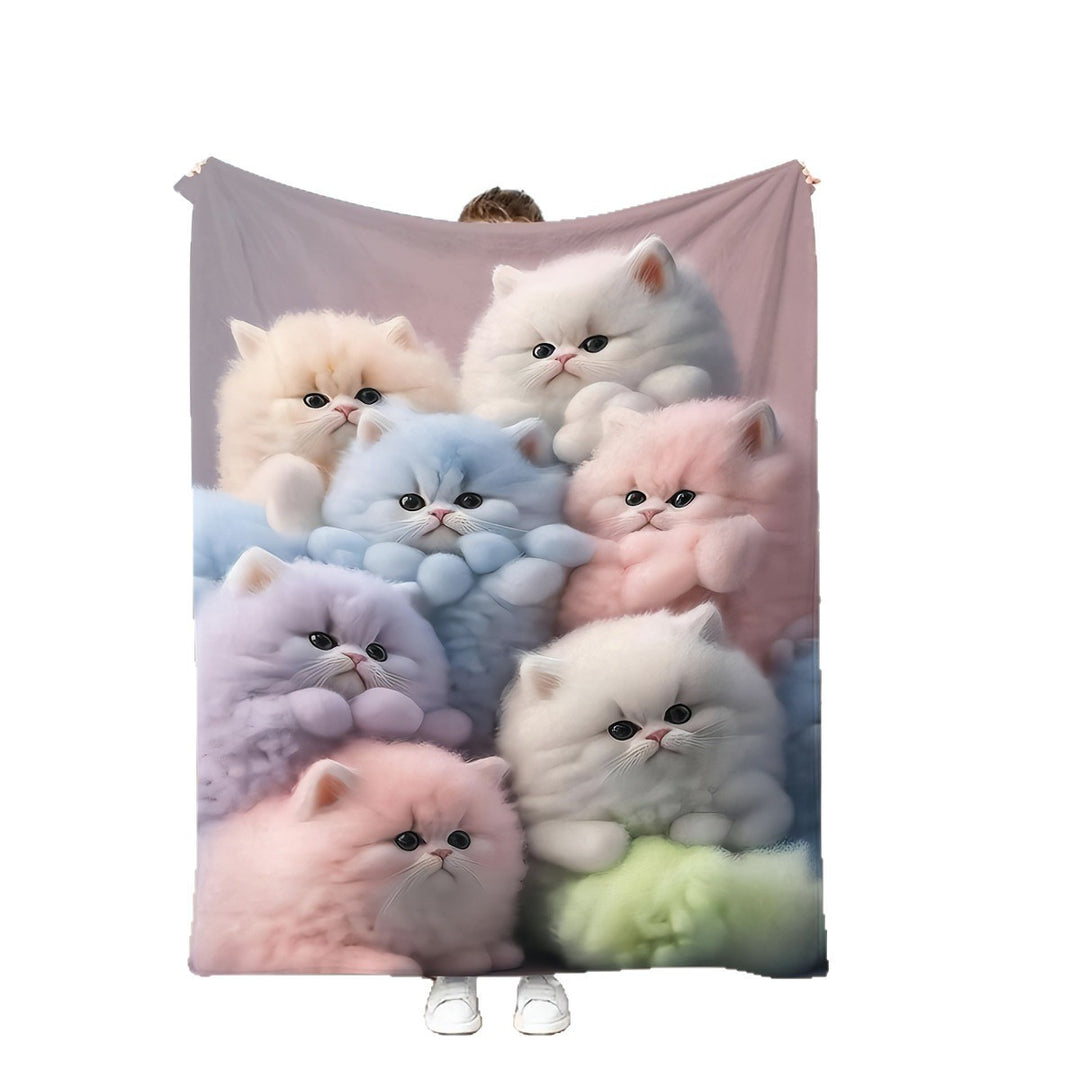 Fleece-Decke mit illustrierten Kätzchen