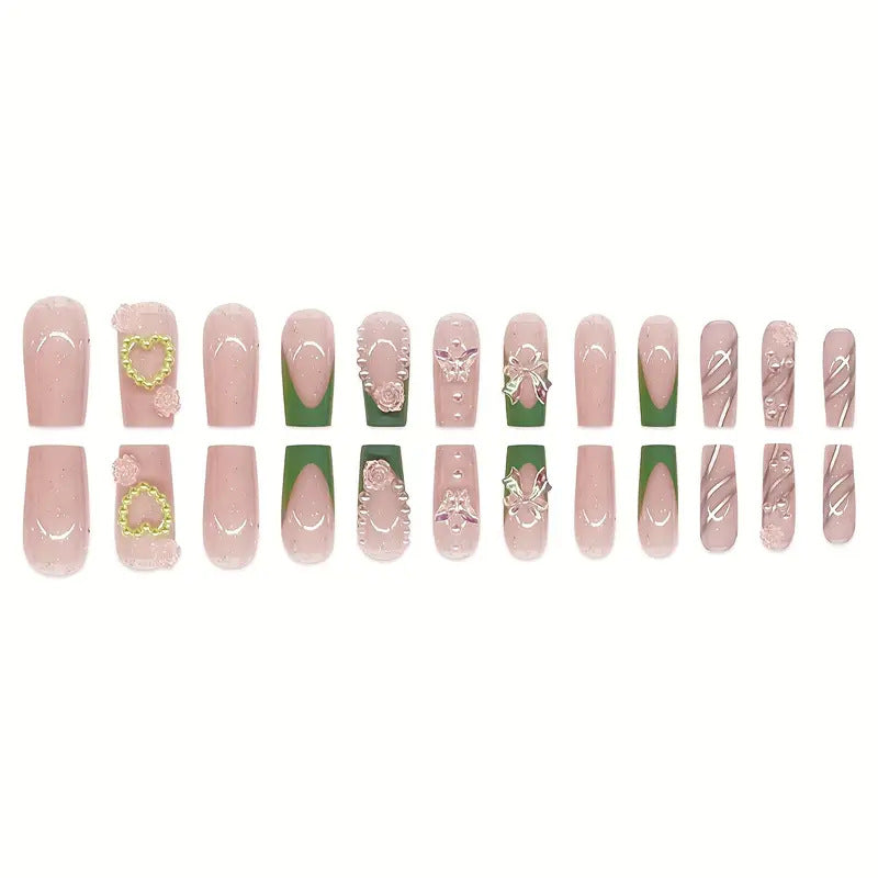 Dekorative Acryl-Blumen Press-On Nagelkunst Karnz