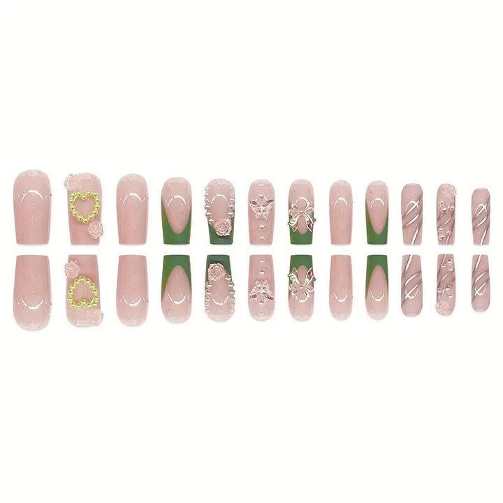 Dekorative Acryl-Blumen Press-On Nagelkunst Karnz