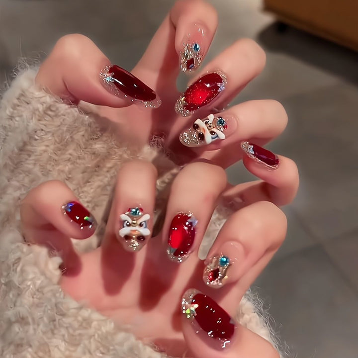 Künstlerische mit Strass veredelte Nagelverlängerungen Karnz