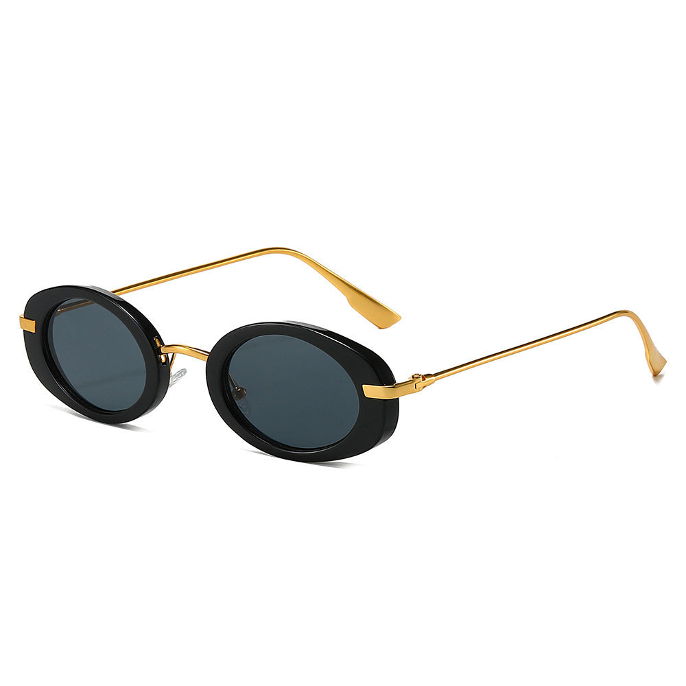 Vintage ovale Sonnenbrille mit Metallelementen Karnz