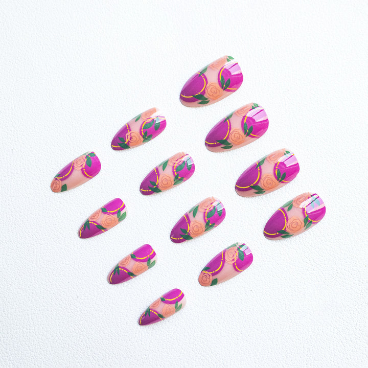 Floral Rose Acryl-Nagelkunst