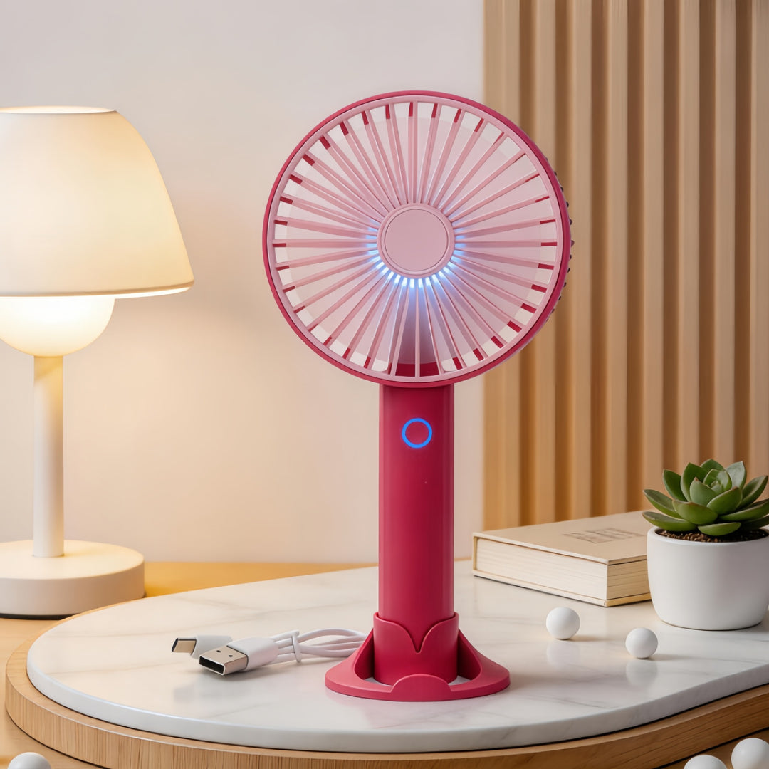 Damen Tragbarer Handventilator mit USB-Ladefunktion und LED-Beleuchtung Karnz