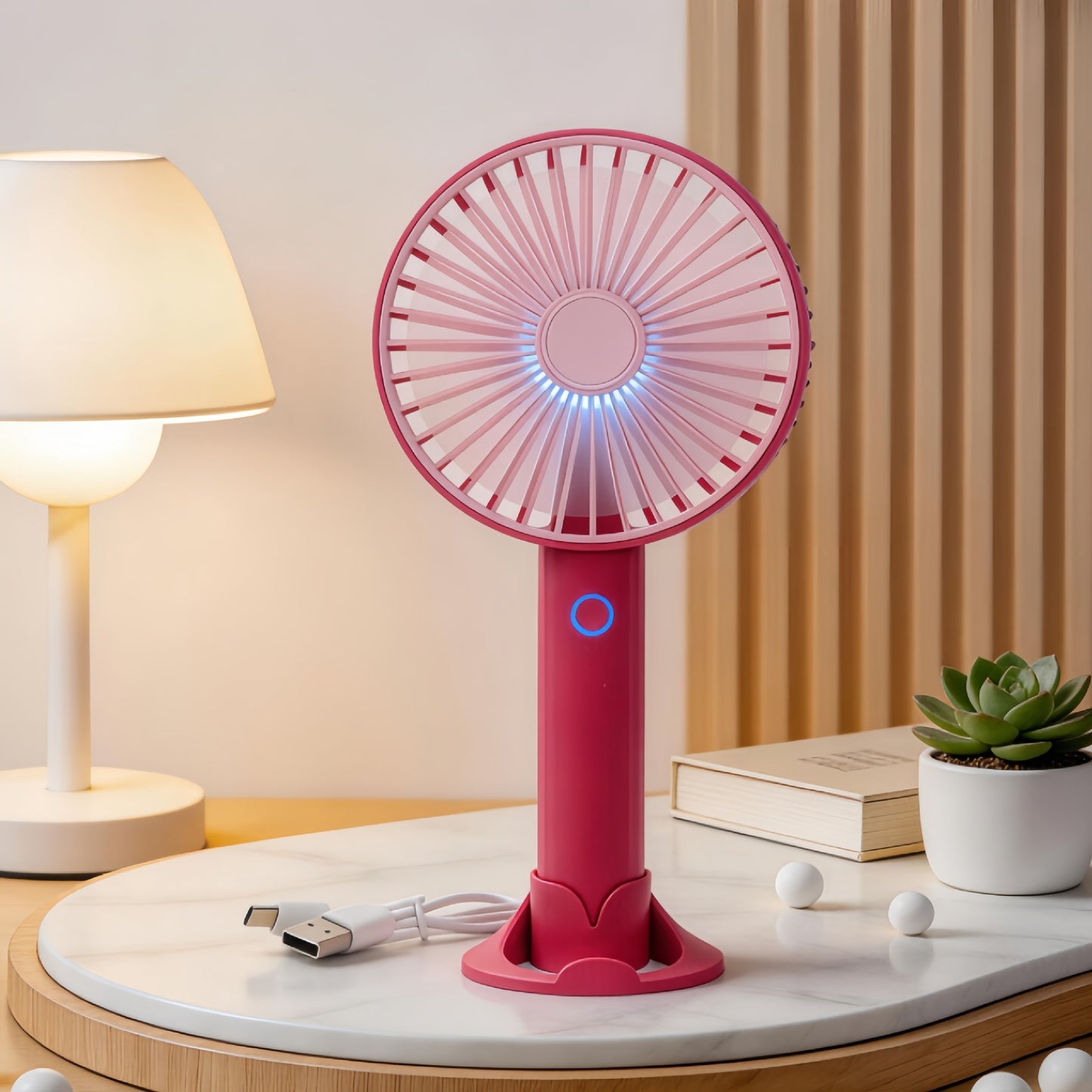 Damen Tragbarer Handventilator mit USB-Ladefunktion und LED-Beleuchtung Karnz