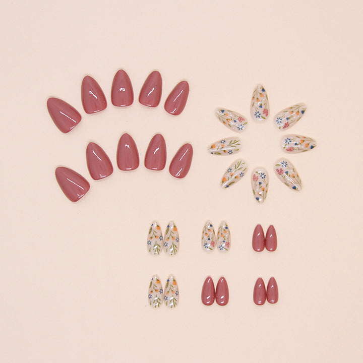 Künstlerische Blumen Press-On Nail Art Karnz