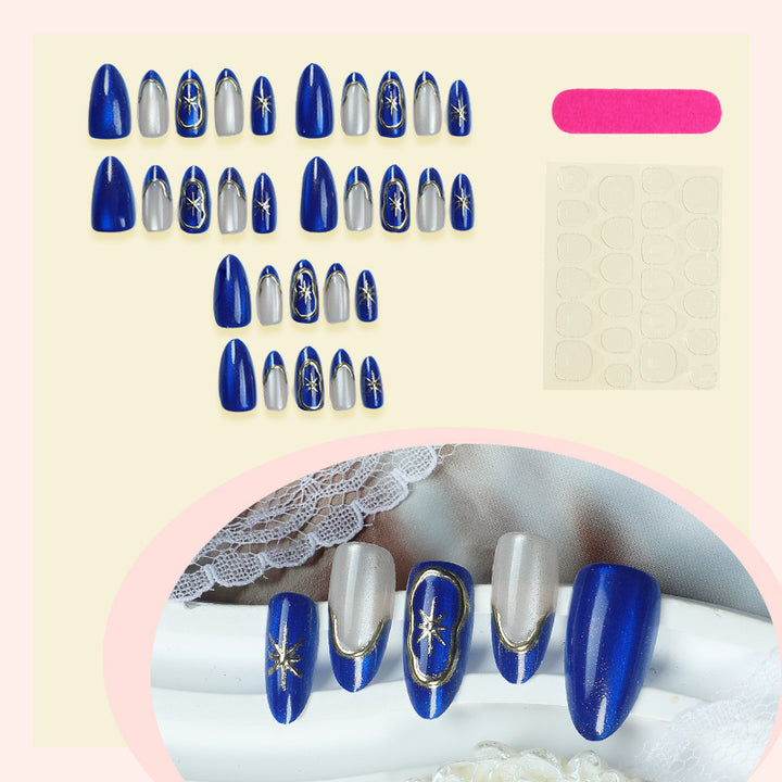 Künstlerisches Press-On Nagelset mit eleganten Stern Designs Karnz