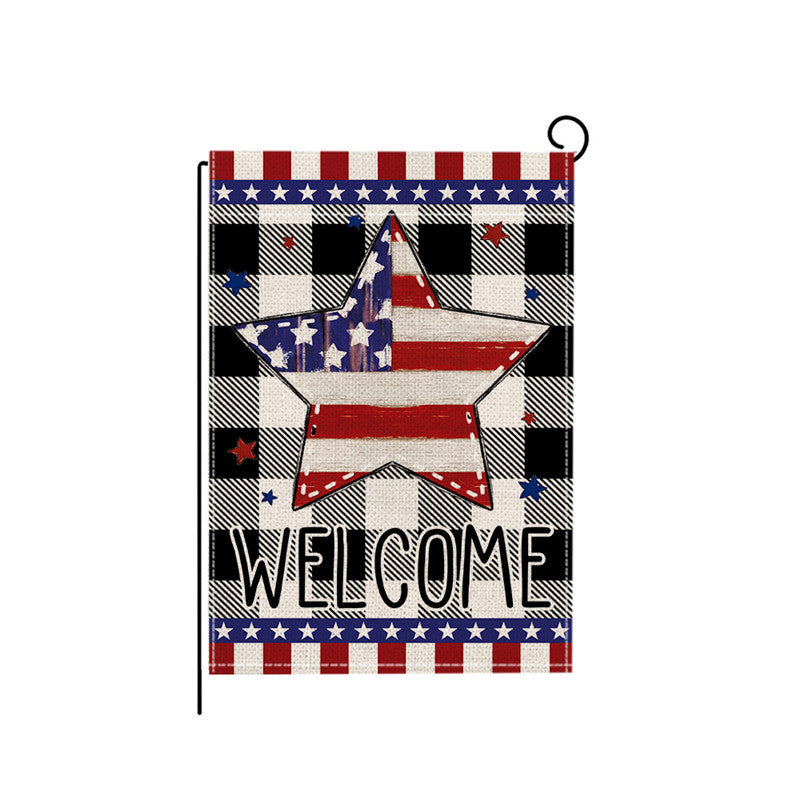 Outdoor Jute Gartenflagge mit patriotischem Fourth of July Einmachglas Blumengrussdesign
