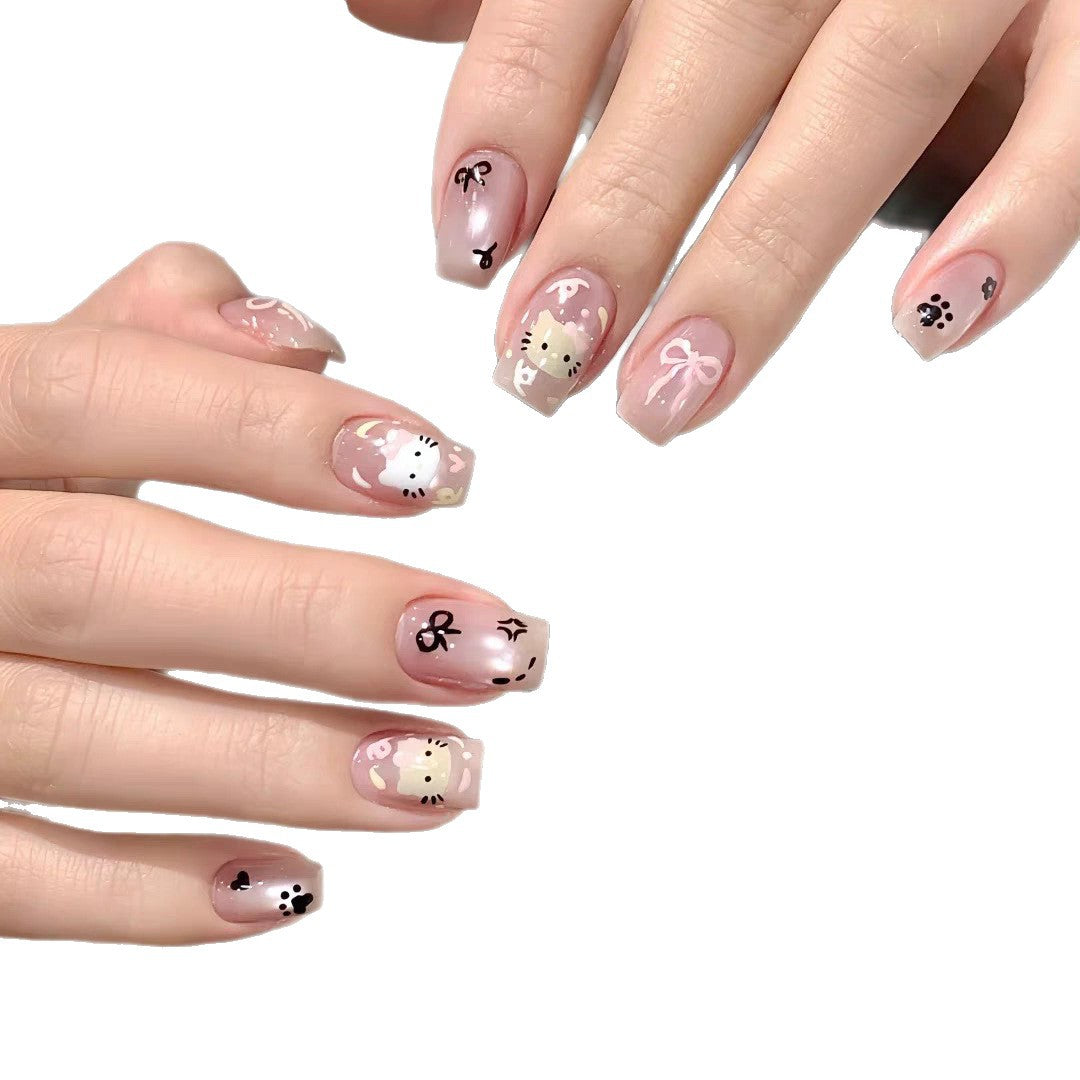 Süßes Hasen-Themen Press-On Nagelkunst Set Karnz