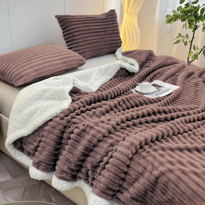 Luxuriöse Plüsch Streifen Fleece Decke