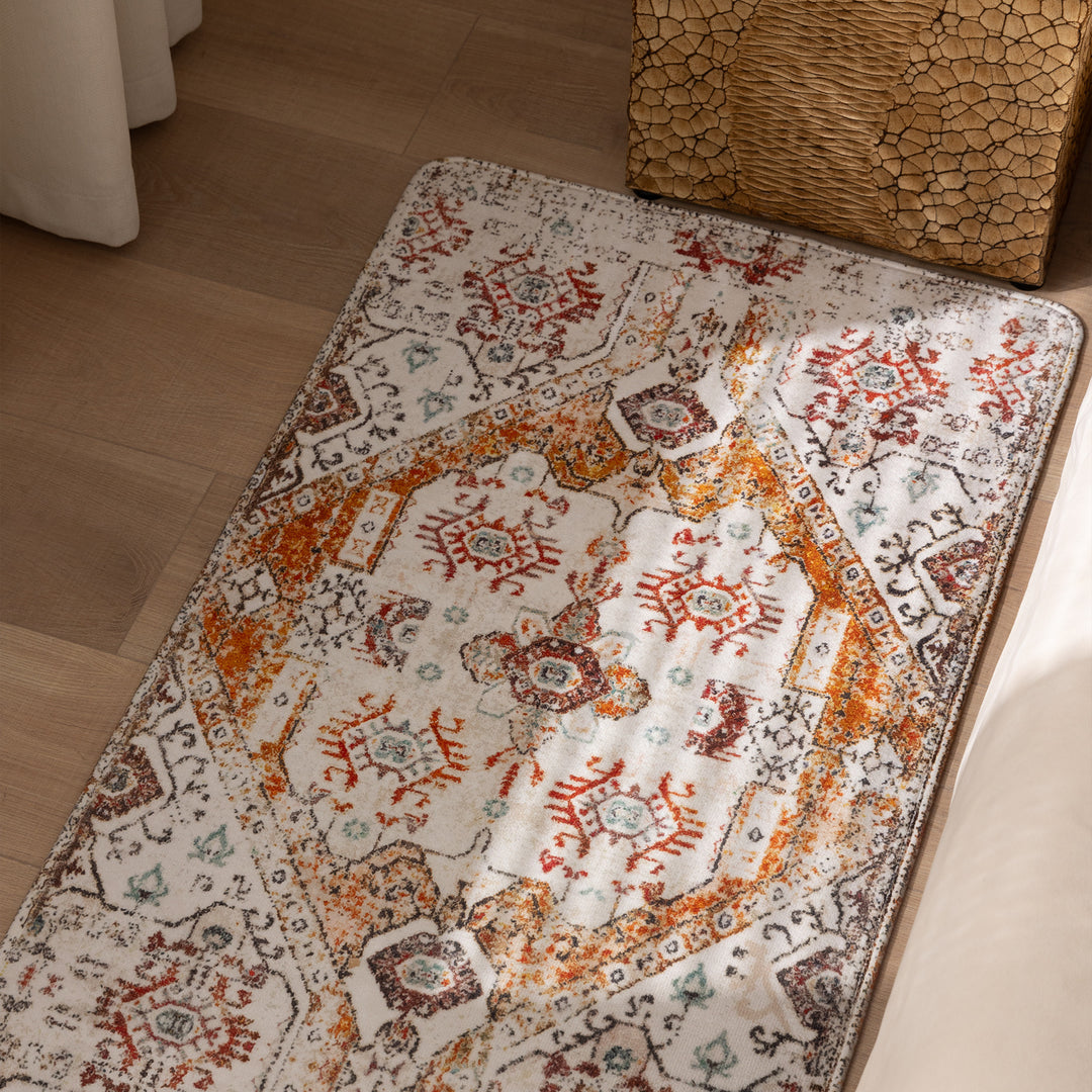 Orientteppich im Persian‑Medaillon Stil, maschinengeknüpfter Kurzflorteppich Karnz