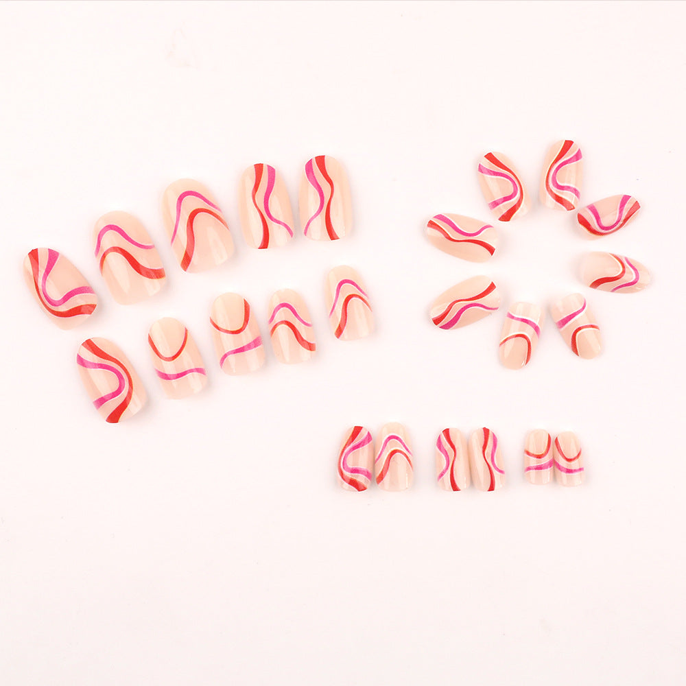 Künstlerisches Press-On-Nagelset mit kreativem Wirbel-Design Karnz