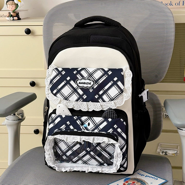 Stylischer Mehrfach-Taschen-Rucksack mit niedlichen dekorativen Akzenten Karnz