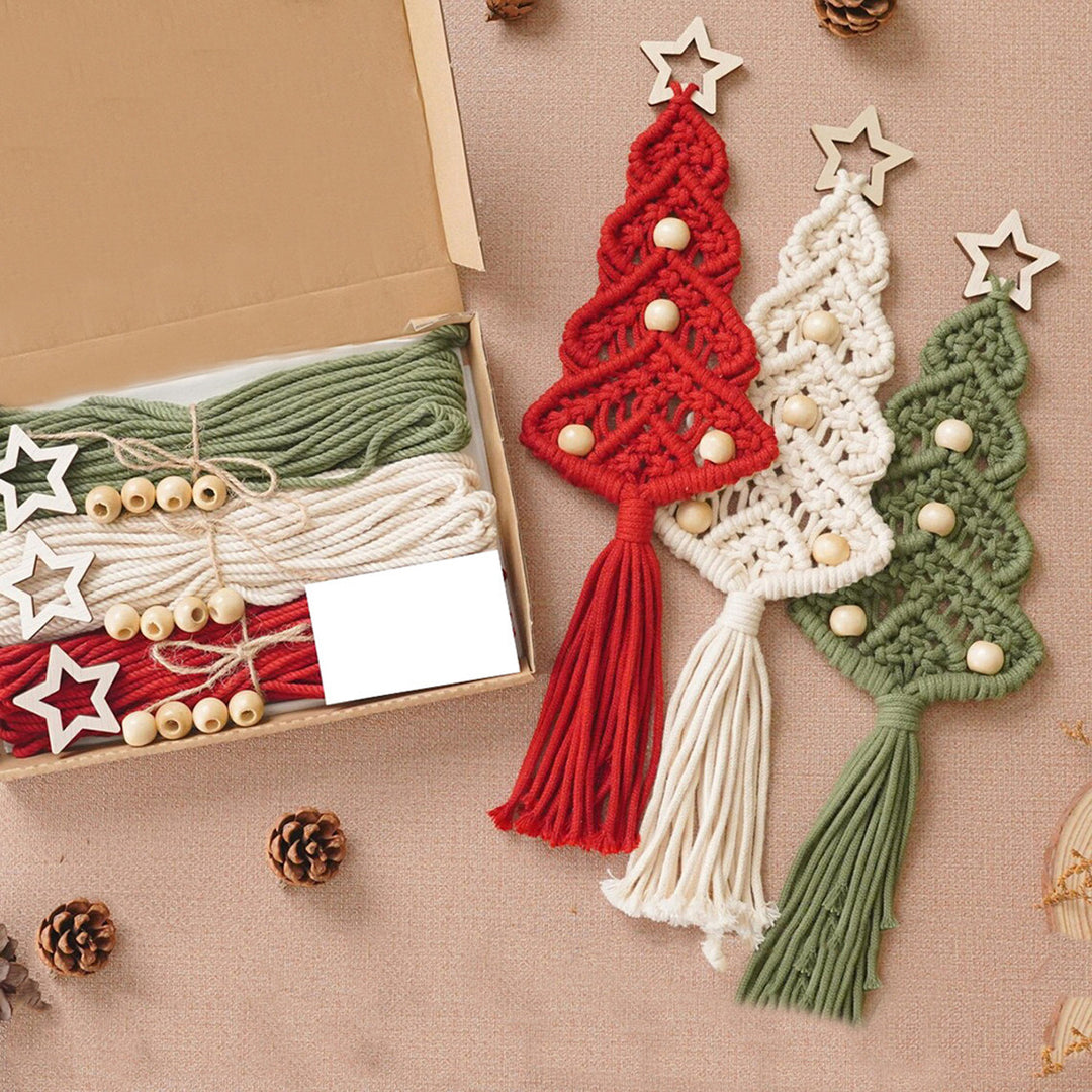 Macrame Weihnachtsbaum Ornament Set Karnz