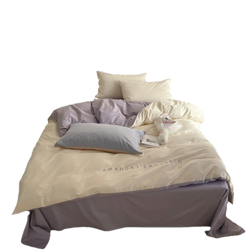 Umkehrbare Baumwoll-Satin Bettbezug Set mit Knopfverschluss