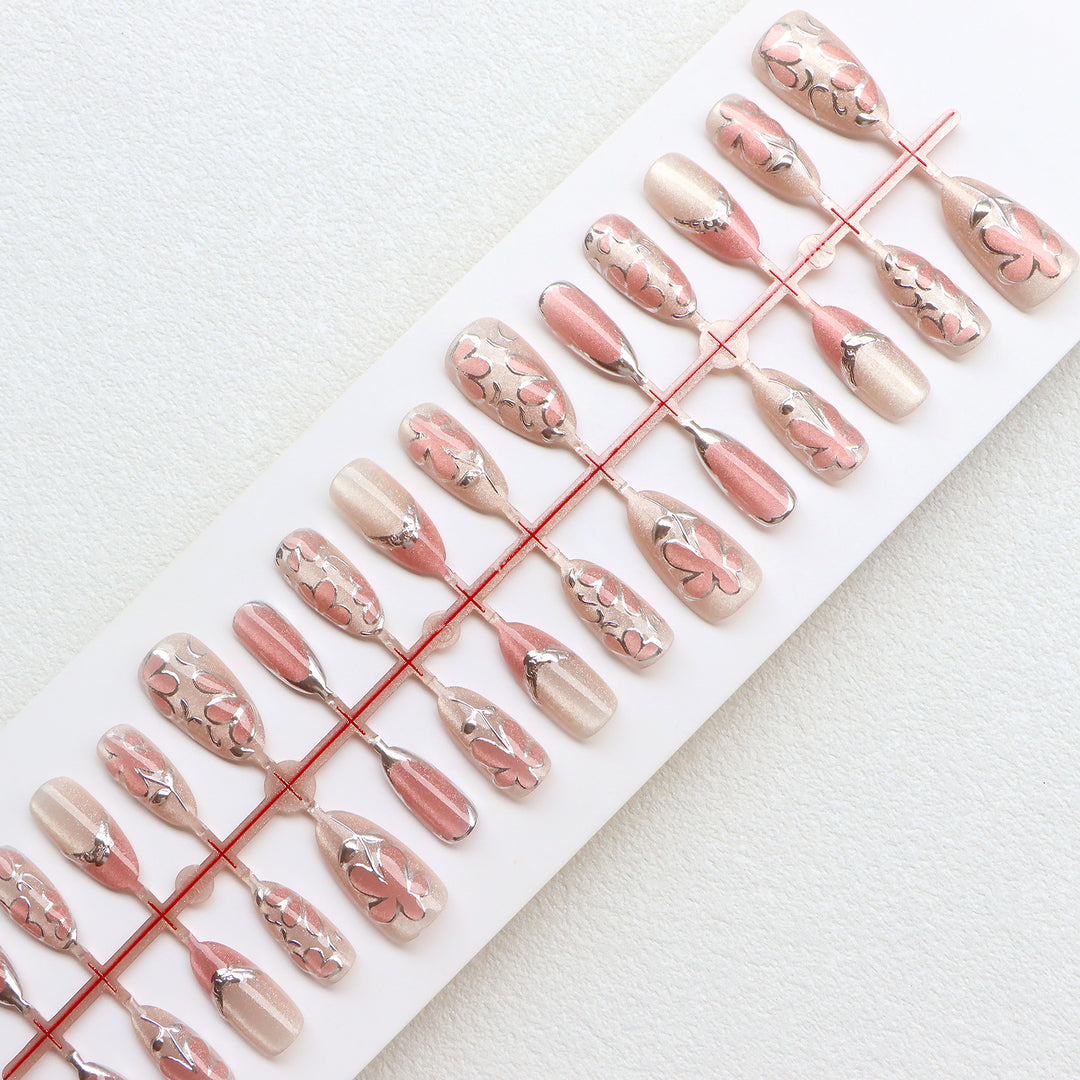 Elegantes floral design press-on nagel set Karnz
