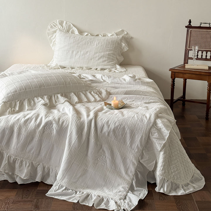 Rüsch Texturiert Baumwolle Duvet Cover Set mit Matelassé-Paneelen