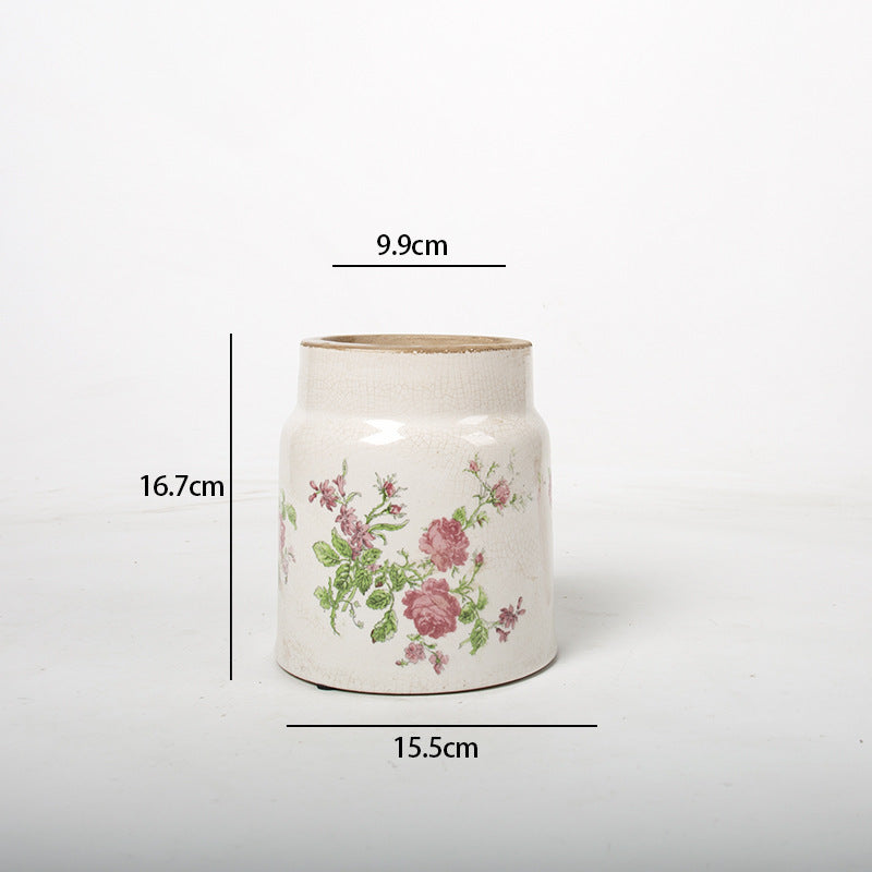 Deko Blumentopf mit floraler Verzierung Karnz