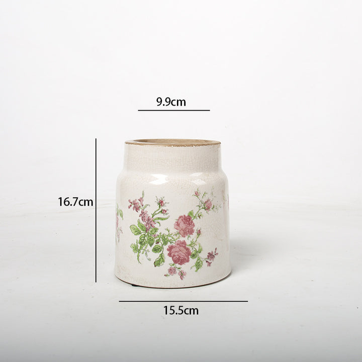 Deko Blumentopf mit floraler Verzierung Karnz