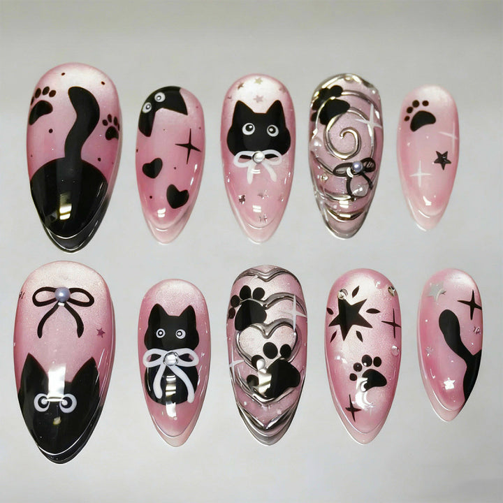 Kunstnagelset mit Katzenmuster Karnz