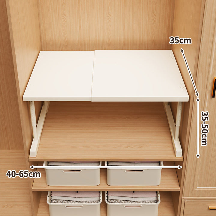Erweiterbare Klappkleiderschrank-Regalplatte mit teleskopischer Unterstützung