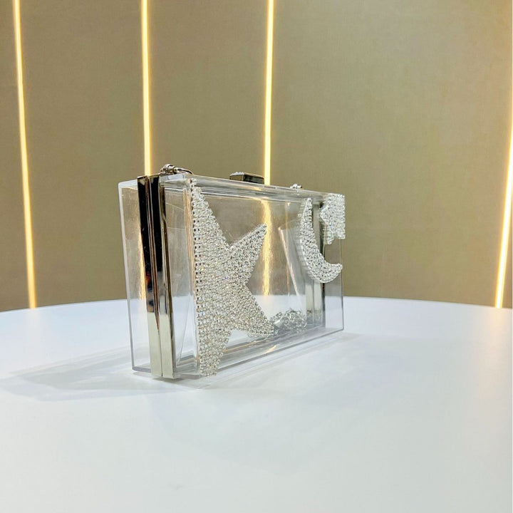 Glamouröse Clutch mit klaren Rhinestone-Details