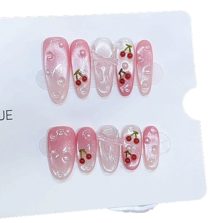Kirsch-Themen Dekorative Press-On Nail Set Karnz