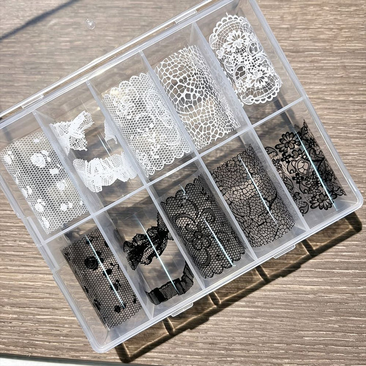 Dekorativer Spitzen-Nagelkunst-Band-Set
