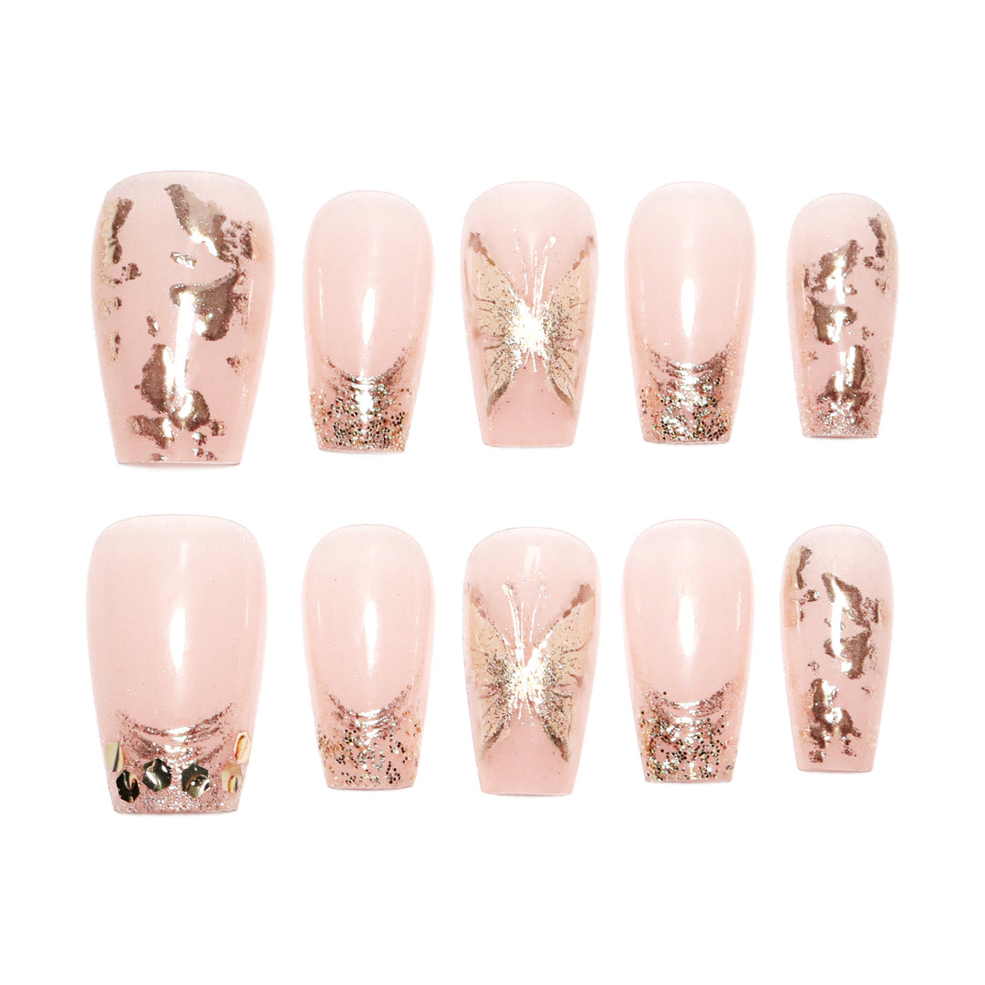 Künstliche Nagel-Nailart-Set mit Glitzer- und Blumenverzierungen Karnz