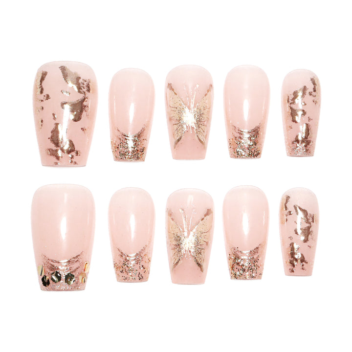 Künstliche Nagel-Nailart-Set mit Glitzer- und Blumenverzierungen Karnz