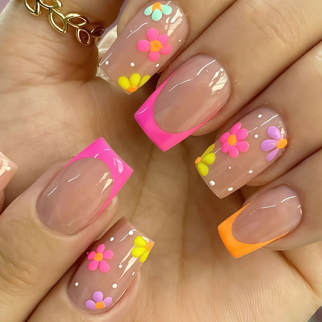 Floral Accent Press-On Nail Art Karnz