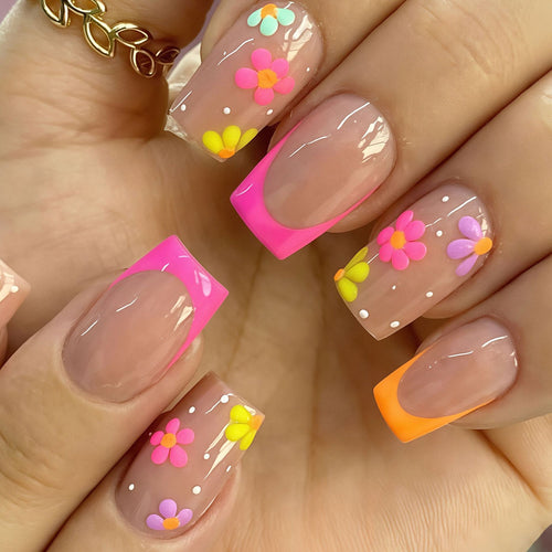 Floral Accent Press-On Nail Art Karnz