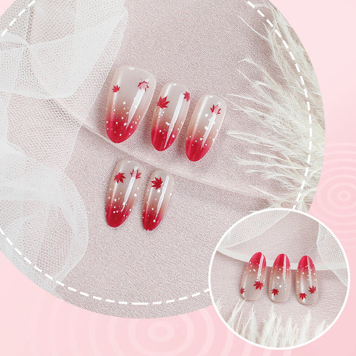 Künstlerisches Ombre Blatt Press-On Nagelset Karnz
