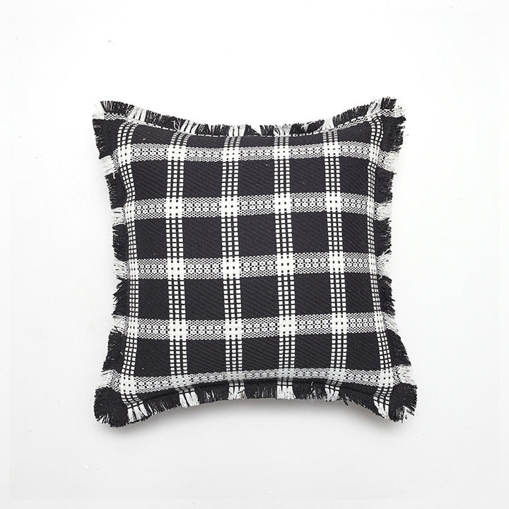 Weiches strukturiertes Karomuster dekoratives Wurfkissen