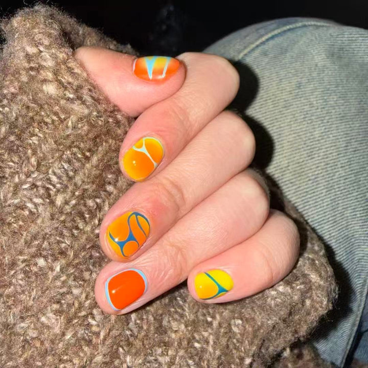 Künstlerisches katzenmotiviertes Press-On-Nagelkunstset Karnz