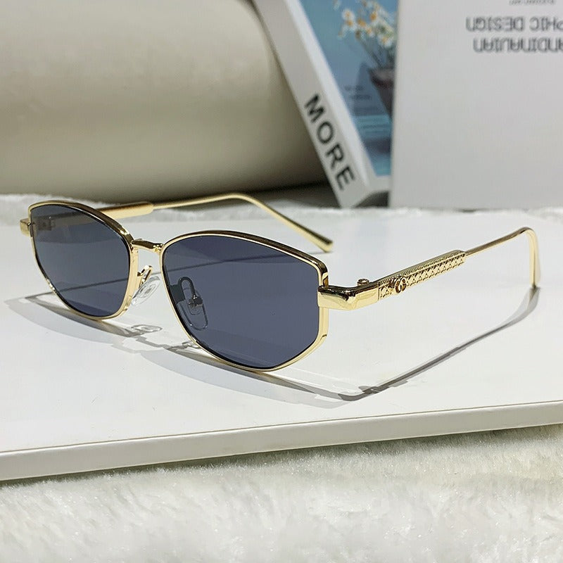 Damen elegante Sonnenbrille mit funkelndem Metallrahmen Karnz