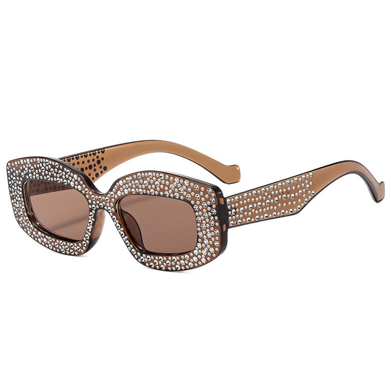Damen auffällige Sonnenbrille mit glamourösen Strasssteinen Karnz