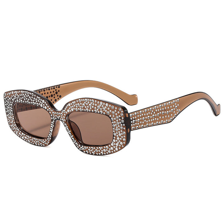 Damen auffällige Sonnenbrille mit glamourösen Strasssteinen Karnz