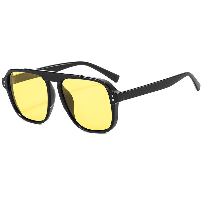 Damen geometrische Sonnenbrille mit polarisierenden gelben Gläsern Karnz